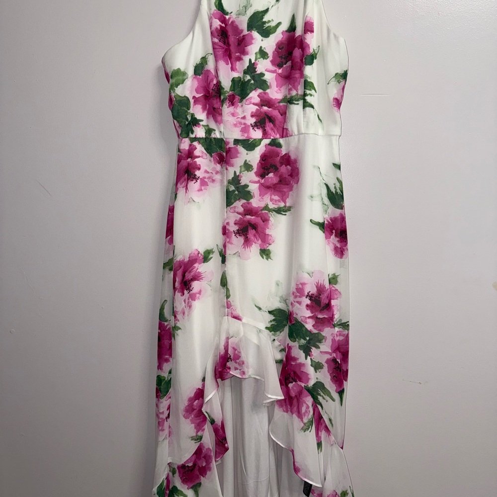 Crystal Doll Pink Floral High-Low Dress